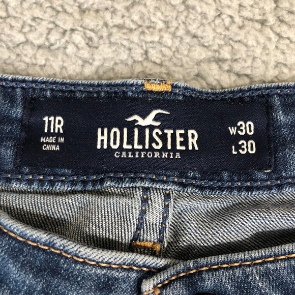Hollister‎ Jean Women 30X30 Blue Preppy Distressed Denim High Rise Super Skinny - Picture 3 of 11